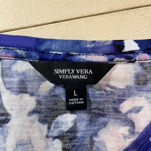 Simply Vera Vera Wang Floral Long-Sleeve Blouse Size L - Picture 3 of 8